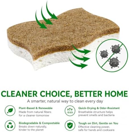 12 Pack Eco Friendly Kitchen Sponges, Non Toxic Dish Sponge - Image 3
