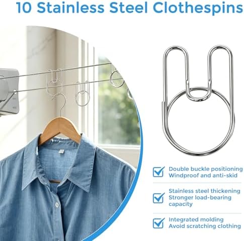 Retractable Clothesline, 16.7 Ft Heavy-Duty 44 lb Laundry Line - Image 4
