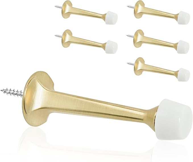 6 Pack Gold Solid Rigid Door Stops by KOVOSCH