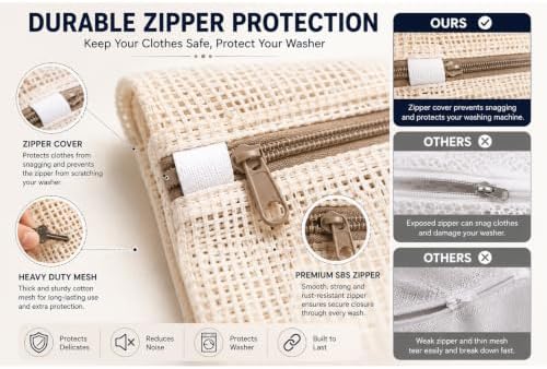 Cotton Mesh Laundry Bags, Clothes and Shoes, Natural Breathable Washer and - Image 7