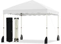 Tangkula 10x10 FT Pop Up Canopy, UPF50+ Easy Set up Instant Tent with Wheeled Bag, 8 Stakes, 4 Anchors, 4 Wind Ropes, 4 Sandbags, Heavy Duty Outdoor Canopy Tent 10x10 for Patio Party Backyard (White)
