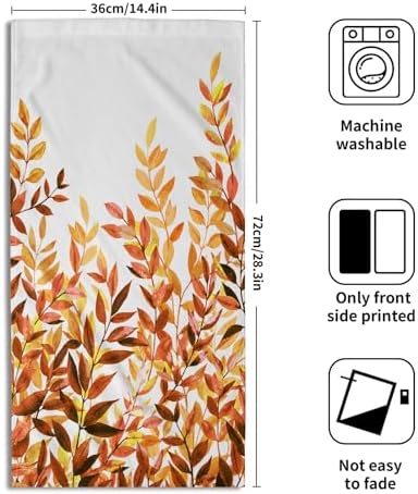 Orange Eucalyptus Hand Towels Pack of 2 Fall Leaves Face Towel Rustic Botanical - Image 2