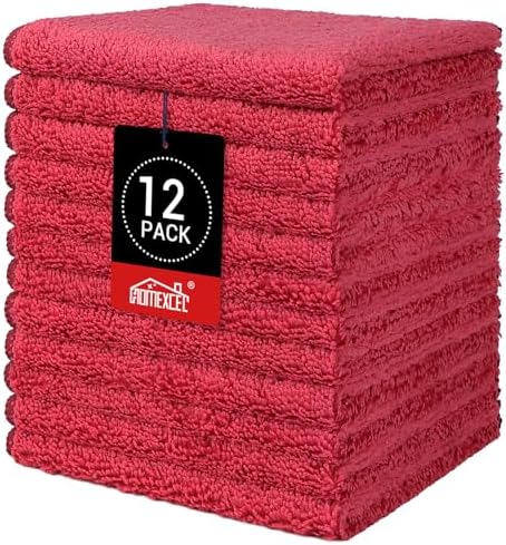 HOMEXCEL Washcloths 12PK, Ultra Soft&Highly Absorbent Face Towels, 12X12 in by HOMEXCEL