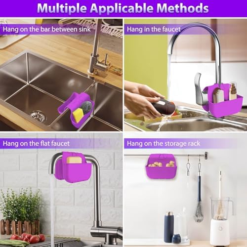 Sponge Holder for Kitchen Sink, Silicone Sink Saddle Caddy Organizer Rack - Image 4
