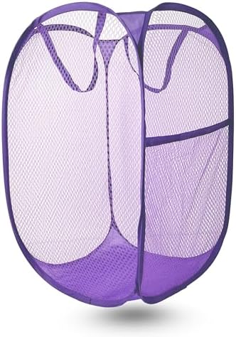 Pop Up Laundry Hamper, Mesh Laundry Basket Collapsible, Foldable Hamper by LXLOVESMEggRings