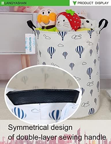 Round Laundry Basket Collapsible Storage Hamper Blue Balloon - Image 5