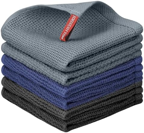 Nialnant Grey 6 Pack Dish Cloths, 100% Cotton Dish Towels by Nialnant