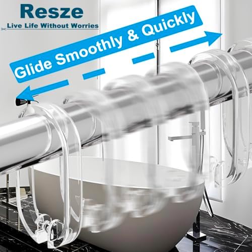Resze 24 PCS Clear Shower Curtain Hooks - Image 5