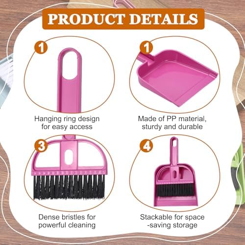 uxcell Mini Dustpan and Brush Set, Small Broom and Dustpan Set - Image 3