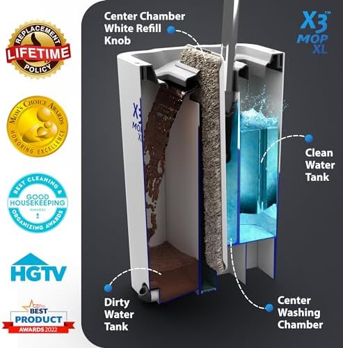 X3 Mop XL, Separates Dirty and Clean Water, 3-Chamber Design, Flat Mop and - Image 3