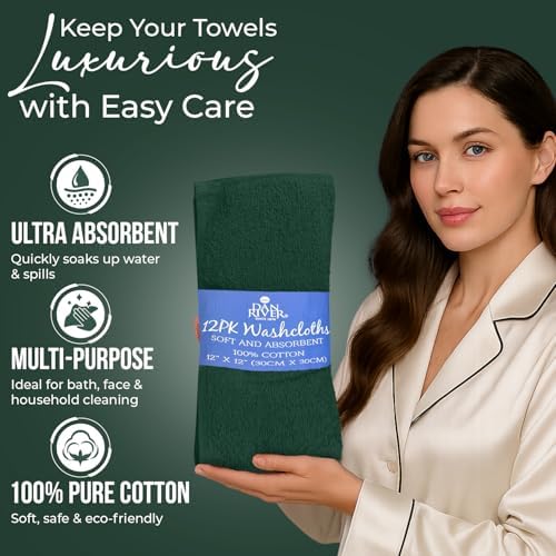 DAN RIVER 12 Pack Cotton Wash Cloths Set - Image 4