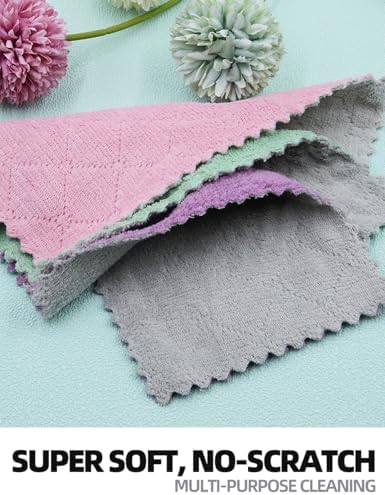 24PCS Kitchen Dishcloth, Microfiber Washcloth, Soft Cleaning Cloths, Coral - Image 4