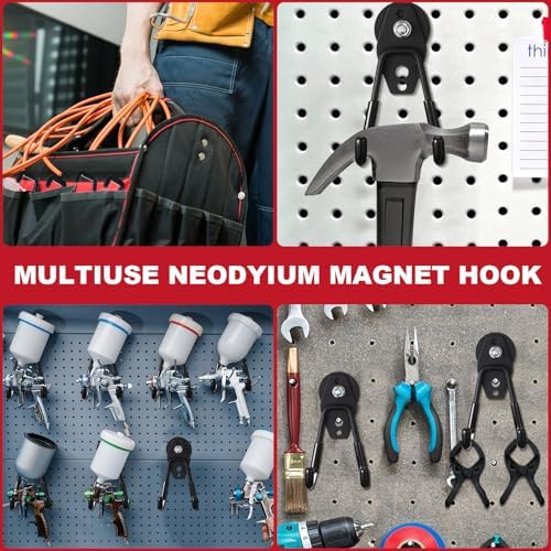 Landhoow 10 Pcs Large Magnetic Hooks Heavy Duty Garage Magnet Hooks Strong - Image 5