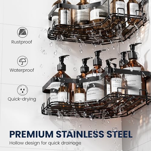 MAXIFFE 3 Pack Corner Shower Caddy - Image 5