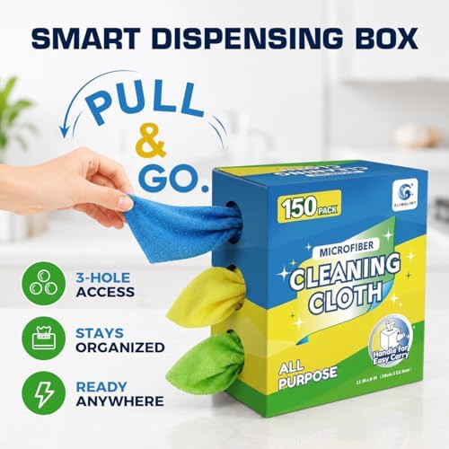 GLIMGLINT Microfiber Cleaning Cloth 150 Pack, Reusable Paper Towels 11 x 9 - Image 7