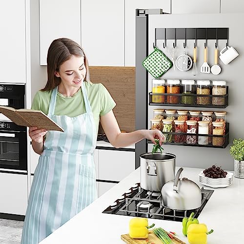 Aufworld Magnetic Spice Rack for Refrigerator, 3 Pack Magnetic Shelf, Moveable - Image 5
