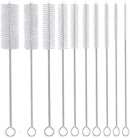 Long Straw Brush, Nylon Pipe Tube Cleaner 8-ihch 10 Different Diameters Set of by DESIN