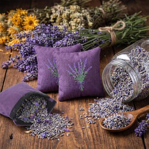 SATINIOR 6 Pack Lavender Sachet Bags Sachet Empty Bags 6x6 Inch Embroidered - Image 6