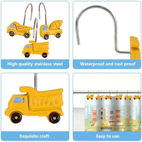 12-Piece Truck Construction Tractor Shower Curtain Hooks - Image 5
