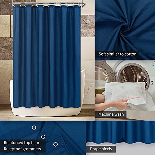 ALYVIA SPRING 72x78 Long Waterproof Fabric Shower Curtain or Liner Navy - Image 3