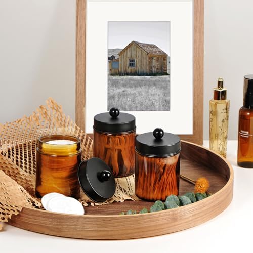 Amber Glass Qtip Holder, Apothecary Jar, Qtip Dispenser - Image 6