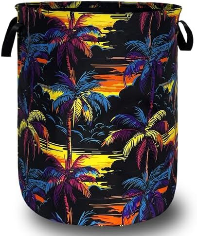 Palm Trees Laundry Basket Oxford Cloth Foldable Hamper 18.9x16.5 Inch by Unknown