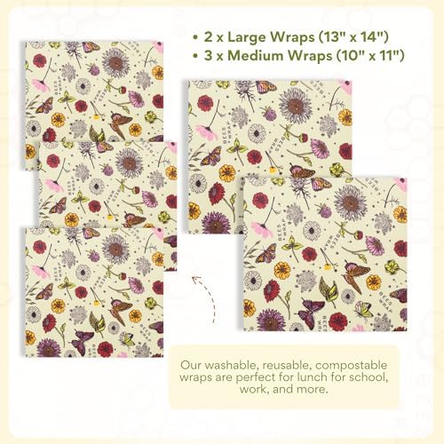 Bee's Wrap Beeswax Food Wraps, 5 Pack Assorted - Image 2