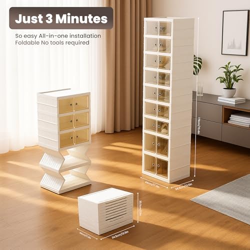 Foldable Shoe Organizer Storage Box, Portable Extra Large Folding Shoe Rack - Image 2