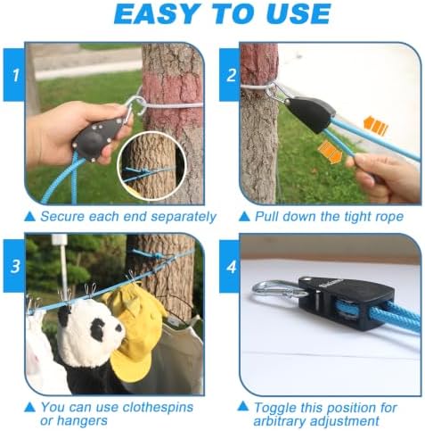 40FT Retractable Clothesline Outdoor 1/4" Polyester Coated Steel Core Rope - Image 6