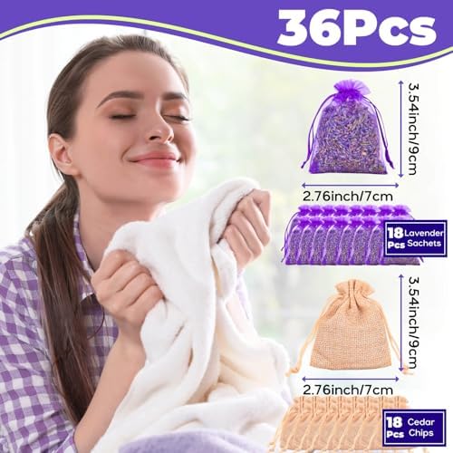 36 Pack Lavender Sachet Bags & Cedar Chips Set -Fragrance Sachets. - Image 2