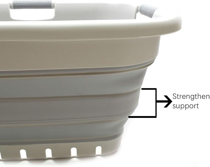 SAMMART 41L Set of 2 Collapsible 3 Handled Plastic Laundry Basket-Foldable Pop - Image 5