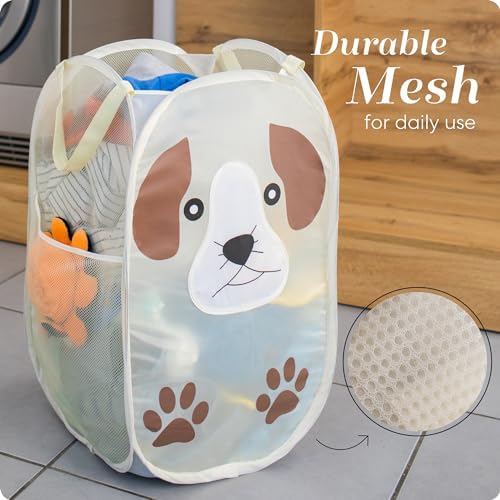 Pop Up Laundry Hamper, Cute Puppy 71L Collapsible Mesh Basket - Image 5