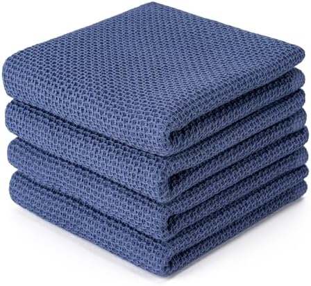 BOOMIBOO 4-Pack Dish Towels, 100% Cotton Waffle Weave, 13x28 in by BOOMIBOO
