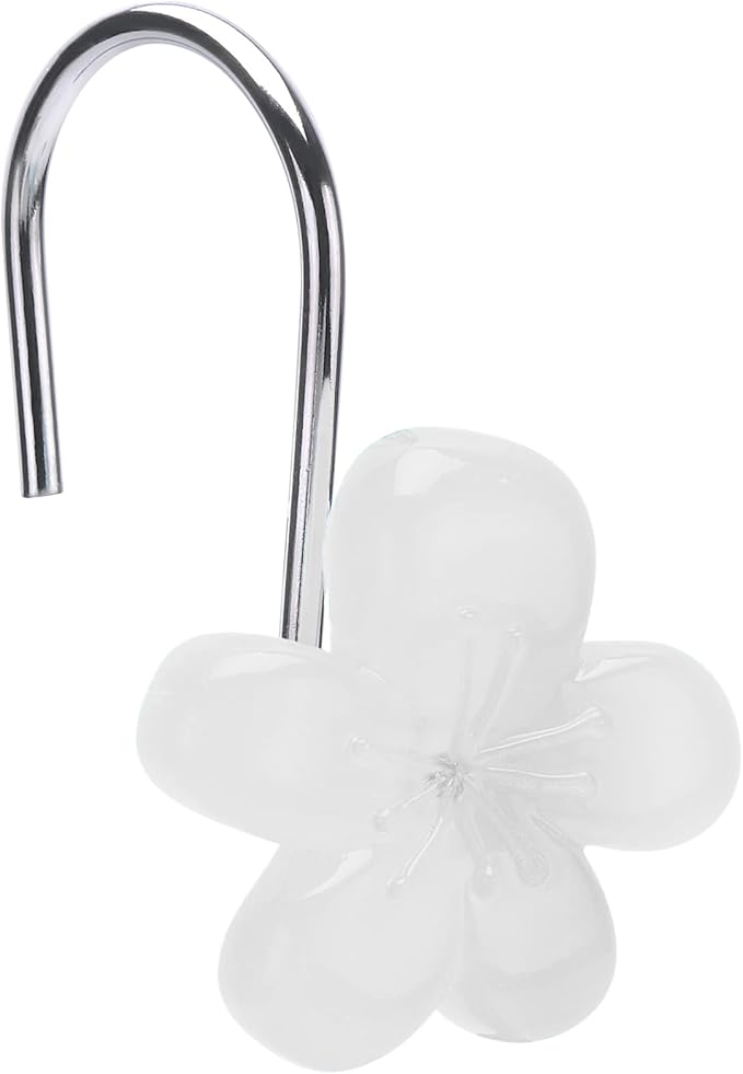 Cute Flower Shower Curtain Hooks, Glow in The Dark, Pretty Floral Themed by SIMPLE+CLEVER+HOMES+365