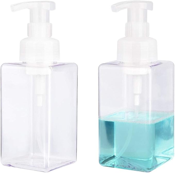 Foaming Soap Dispenser, 15oz Plastic Refillable Pump Bottle, 2 Pack, Shampoo & by UUJOLY
