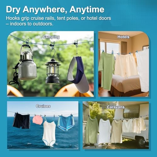 2 Pack Retractable Portable Travel Clothesline, Camping Clothing Line Set - Image 3