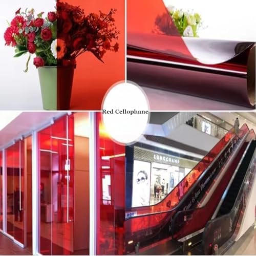Vanhench Red Cellophane Wrapping Paper 16" x 100' 3Mil - Image 3