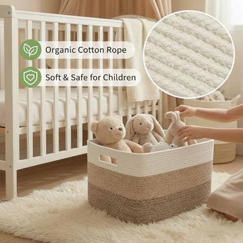 JMvicyroam 65L Large Woven Cotton Rope Blanket Basket - Image 4