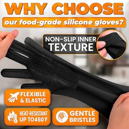 Cat and Dog Washing Gloves, 1 Pair, 11.6 in, Soft Silicone - Image 3