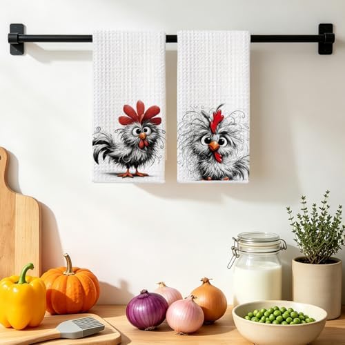 2 Pcs Funny Chicken Kitchen Towels, Chickens Gifts Absorbent Hand Towel - Image 4