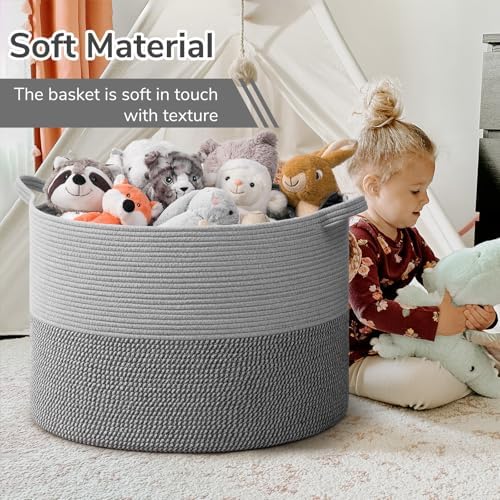 INDRESSME 115L Extra Large Woven Rope Blanket Basket Living Room - Image 6