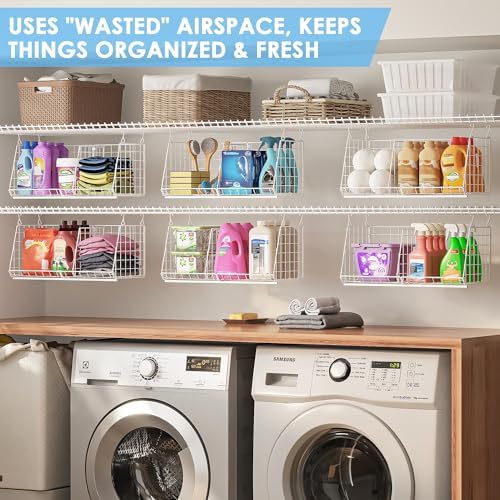 23.62” Extra-Long Under-Shelf Hanging Laundry Basket Organizer, Fits Wire - Image 4