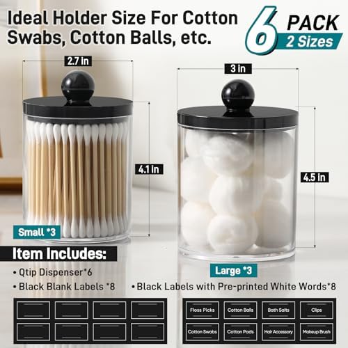 6 Pack Acrylic Qtip Holder Dispenser - Image 3