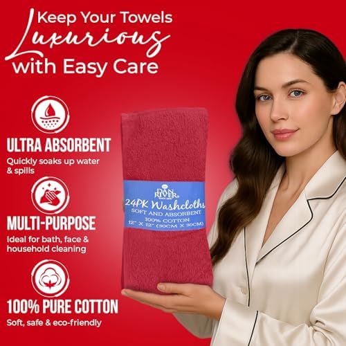 DAN RIVER 24 Pack Cotton Wash Cloths Set - Image 4