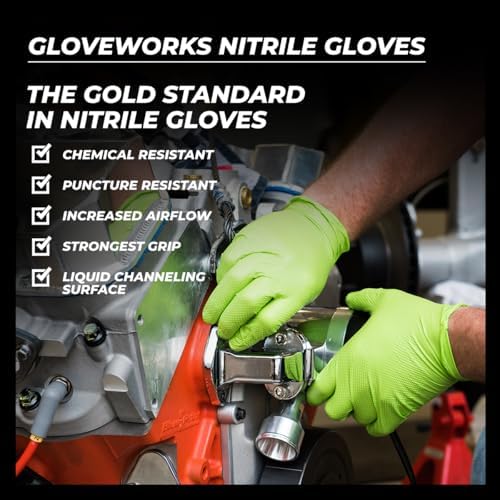 GLOVEWORKS Green Nitrile Gloves 8 Mil Heavy Duty Texture Medium - Image 6