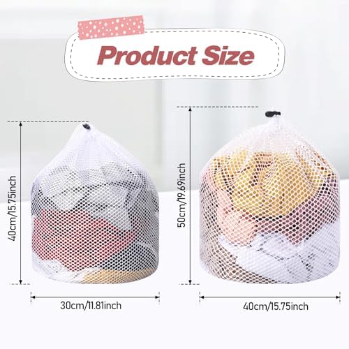 2pcs Mesh Laundry Bags for Socks, Machine Washable Drawstring Design Travel - Image 2