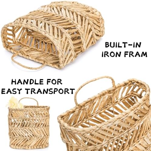 YOUEON Large Woven Hanging Storage Basket, Handwoven Front Door Flower Baskets - Image 3