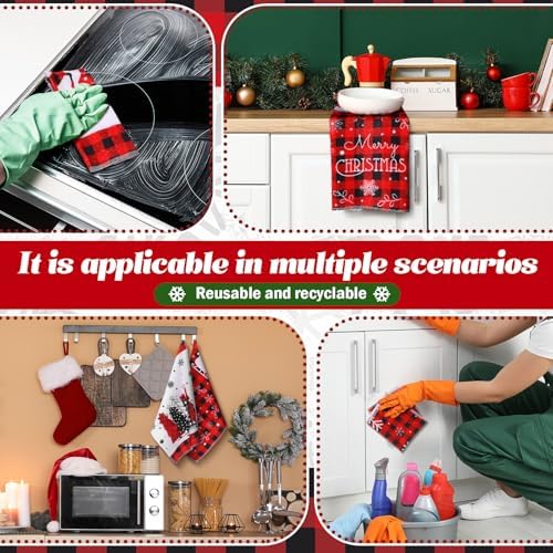 Mindsoft 36 Pcs Christmas Reusable Paper Towels Rolls Washable Bulk Christmas - Image 3