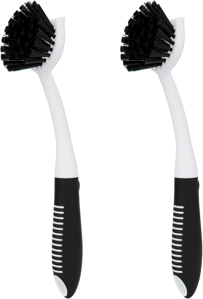 Dish Brush with Handle, 2 Pack Scrub Brushes by HileSwan