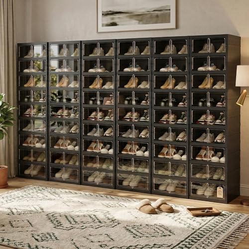 Foldable Shoe Organizer Storage Box Set of 6, Portable Extra Large Folding Shoe by Tykacna